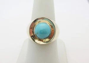Mens 18K Blue Turquoise Rings Pinky Rose Gold Jewelry December Size 8.25 R1462 - Picture 1 of 9