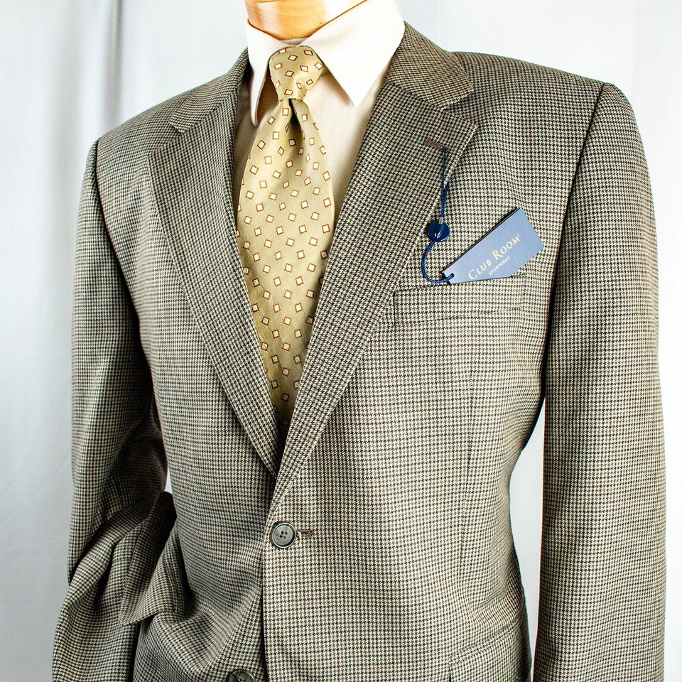 CLUB ROOM Nuevo Abrigo Chaqueta Hombre Oliva Taupe Borgoña Espiga 2 Botones 42 S Foto 1 de 4