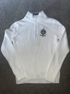 VTG LAUREN RALPH Cotton Knit Top Mock Turtleneck LRL Emblem White PETITE- 000587 - Picture 1 of 8