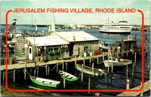 Jerusalem Fischerdorf überspringt Dock Rhode Island Postkarte A86 - Bild 1 von 2