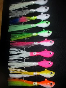 4 Unzen Ultra Minnow Bucktail Jigkopf Köder 5er-Pack Farbauswahl Streifen Barsch/Fluke - Bild 1 von 16
