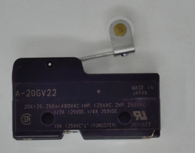 Short Hinge Roller Lever Snap Action Switch Omron A-20GV22 20A SPDT Solder 2KRK9 - Image 1 of 4