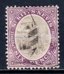 ST KITTS AND NEVIS —SCOTT 19b (SG 19) —1905 6d SIGILLO — USATO — SCV $55 - Foto 1 di 2