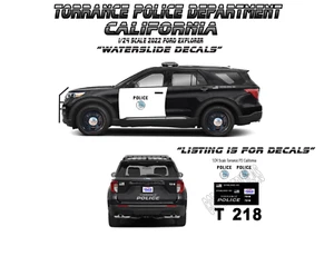 Torrance Ca PD 2022 Motormax Ford Explorer Waterslide Decals Maßstab 1:24 - Bild 1 von 1