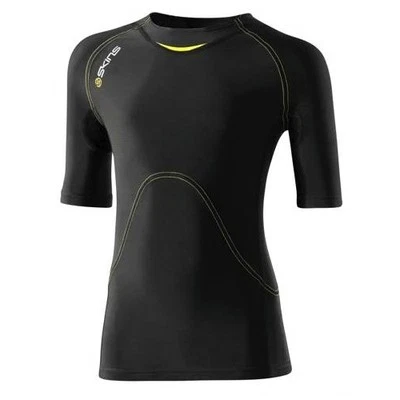 Skins A400 Youth Compression Short Sleeve Top (Black/Yellow) | GREAT BARGAIN - Image 1 of 2