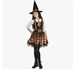 NEW Witch Black Halloween Costume School Girls Child Hat Dress Small 4-6 - Picture 1 of 6