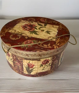 Once Upon A Rose Vivian Flasch Round Floral Hat Box Vintage Handle - Picture 1 of 14