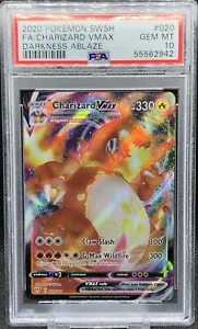 Charizard VMAX 020/189 Full Art (PSA 10 GEM MINT) Pokemon SWSH Darkness Ablaze - Picture 1 of 4