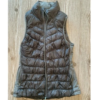 Down Puffer Vest Gilet Women's Small S Gray Grey Stretch Running Hiking Zip - Image 1 of 4