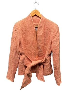 Douglas Hannant Insignia Silk Blazer Women’s Size 10 Pink Tie Front Jacket USA - Image 1 of 4