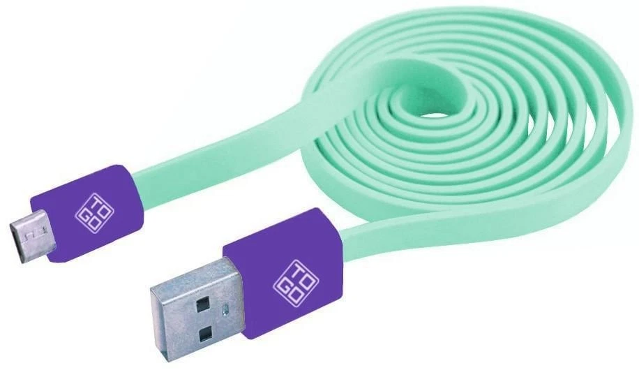 Cavo Flat USB AM a Micro USB M 1m Verde Acqua / Viola - Immagine 1 di 1