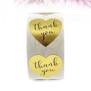 1 Roll Thank You Stickers Heart Shaped Self Adhesive Gift Wrapping - Picture 1 of 11