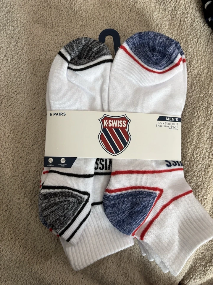 K-Swiss Men's Ankle Socks, 6-Pack, Size 10-13 - Image 1 of 1