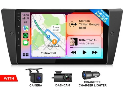 DVR+CAM+Android 14 Coche GPS Estéreo Radio CarPlay IPS Pantalla Táctil DSP para BMW E90 Foto 1 de 4