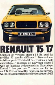 Catalogue brochure Renault 15 / 17 1976 / 1977 Belgique en français - Picture 1 of 2