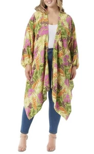 Jessica Simpson Trendy Plus Size Agnette High-Low Kimono - Pickled Pepper, 3X - Picture 1 of 6