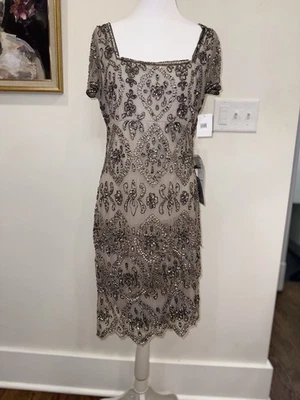 Lindo vestido midi com miçangas Pisarro Nights novo com etiquetas tamanho 10 - Imagem 1 de 4