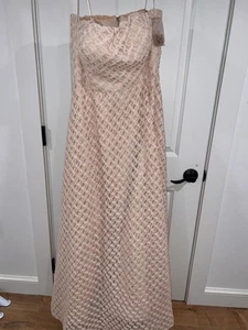 Vestido NICOLE MILLER Rosa Claro Talla 14 Volantes Sin Tirantes - Imagen 1 de 8