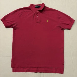 Polo Ralph Lauren Mens Medium Shirt Pink Short Sleeve Yellow Pony Casual Preppy - Picture 1 of 7