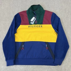 Tommy Hilfiger Color Block Quarter Zip Pullover Sweatshirt Men Medium NWT Fleece - Picture 1 of 7