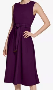 NWT Calvin Klein Women's Sleeveless Midi A-Line Dress, 8, Aubergine - Picture 1 of 10