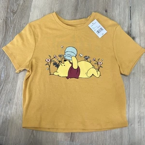 T-shirt donna Disney Winnie The Pooh senape crop top taglia large nuova con etichetta - Foto 1 di 10