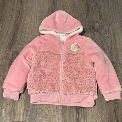 Girls 5 Disney Princess Coat Plush Hoodie Jacket EUC - Image 1 of 3