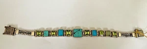 Vintage Sterlingsilber Peridot & Türkis Armband - Bild 1 von 10