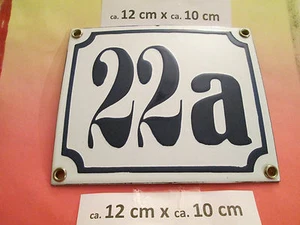 Hausnummer Nr.22a dunkel-blau Zahl auf weißem Hintergrund 12 cm x 10 cm Emaille - Picture 1 of 7