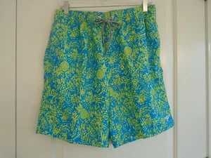 Speedo Men's Blue/Yellow Swimming Bathing Swim Trunks Pocket Drawstring-Size M - Picture 1 of 3