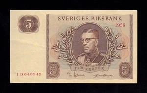F.C. SUECIA SWEDEN , 5 CORONAS 1956 , MBC- ( VF- ) , P.42c . - Imagen 1 de 2