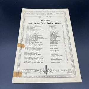 Vintage 1937 Harold Flammer Choral Series Anthems for Three-Part Treble Voices - Picture 1 of 3