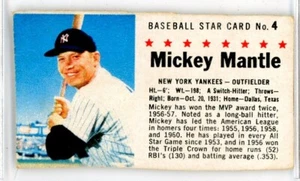 1961 Post #4 Mickey Mantle New York Yankees Low Grade Trimmed "Free Shipping" - Picture 1 of 2