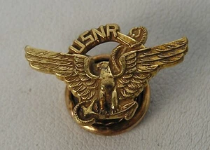 Vintage WWII U.S. Navy Gold Tone Threaded Screw Back Lapel Collar Pin - Picture 1 of 5