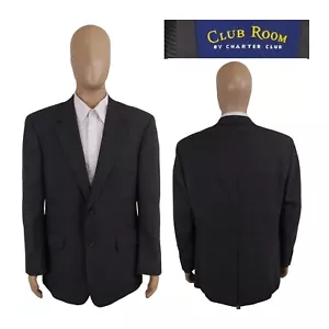Club Room Two Button Cashmere Wool Glen Plaid Houndstooth Sport Coat 44R - Picture 1 of 11