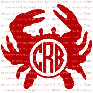 Calcomanía personalizada con monograma de cangrejo tamaño completo tus iniciales letras pegatina cangrejos azules - Imagen 1 de 27