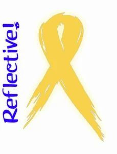 Calcomanía adhesiva REFLECTANTE para ventana cinta amarilla-dorada conciencia del cáncer infantil - Imagen 1 de 1