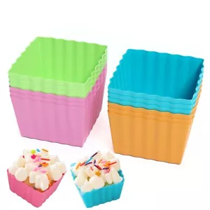 Silicone Square Molds For Baking Baking Cups Mini Cake Molds Square Cupcake Line - Picture 1 of 5