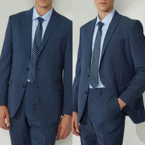 Business Herren Anzüge Normale Passform Formell Einreiher Revers mit Kerbe Doppelschlitze - Bild 1 von 13