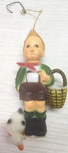 Kurt S Adler Hummel Type Christmas Ornament Boy with Basket & Duck Hard Plastic - Picture 1 of 5