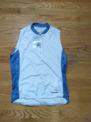 NUEVO CON ETIQUETAS Cannondale Mujer Talla M Azul Blanco Tres Bolsillos Traseros Ciclismo Camiseta sin Mangas Foto 1 de 4