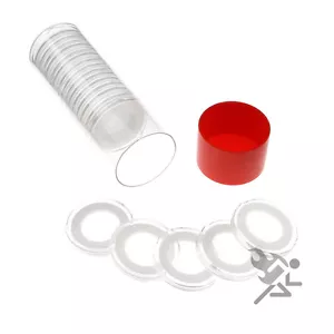 US Nickel Münzrähmchen, rote Kapselröhre & 20 Air-Tite 21 mm weiße Ringe - Bild 1 von 3
