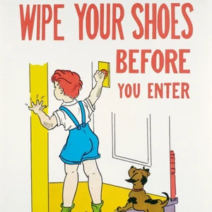 Wipe Your Shoes Child Print 1950s Good Manners Vintage Wall Art Poster Sign A302 - Picture 1 of 6