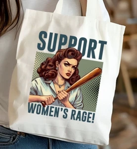 Support Womens Rage Funny Canvas Tote Bag Gift Christmas Stocking Filler Angry - Picture 1 of 2