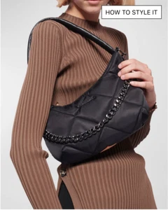 Nuevo con etiquetas $265 MZ Wallace Sml Acolchado Bowery Bolso de Hombro Negro Nailon - Imagen 1 de 13