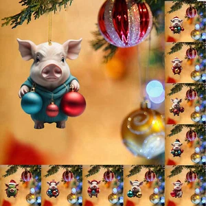 Christmas Tree Animal Ornaments 2D Decorative Acrylic Animal Car Ornament fine - Picture 1 of 5