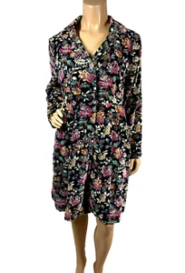 April Cornell Greta's Garden Swing Coat Size M Black Velvet Long Sleeve 3 Button - Picture 1 of 13
