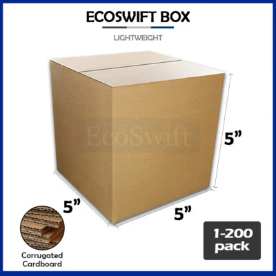 1-200 5x5x5 "EcoSwift" Cardboard Packing Mailing Shipping Corrugated Box Cartons - Image 1 of 4