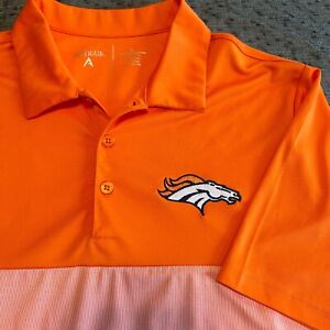 Antigua Denver Broncos Shirt Mens Large Polo Button Colorado Orange NFL Football