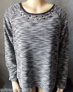 Damen Gr. L Laura Scott Pointelle Strass Neu mit Etikett Pullover schwarz s29-pb8 - Bild 1 von 3